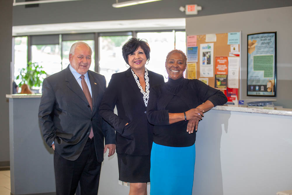 Bill Smillie, from left, Mary Ann Rojas and Cynthia Collins help connect businesses with employees.